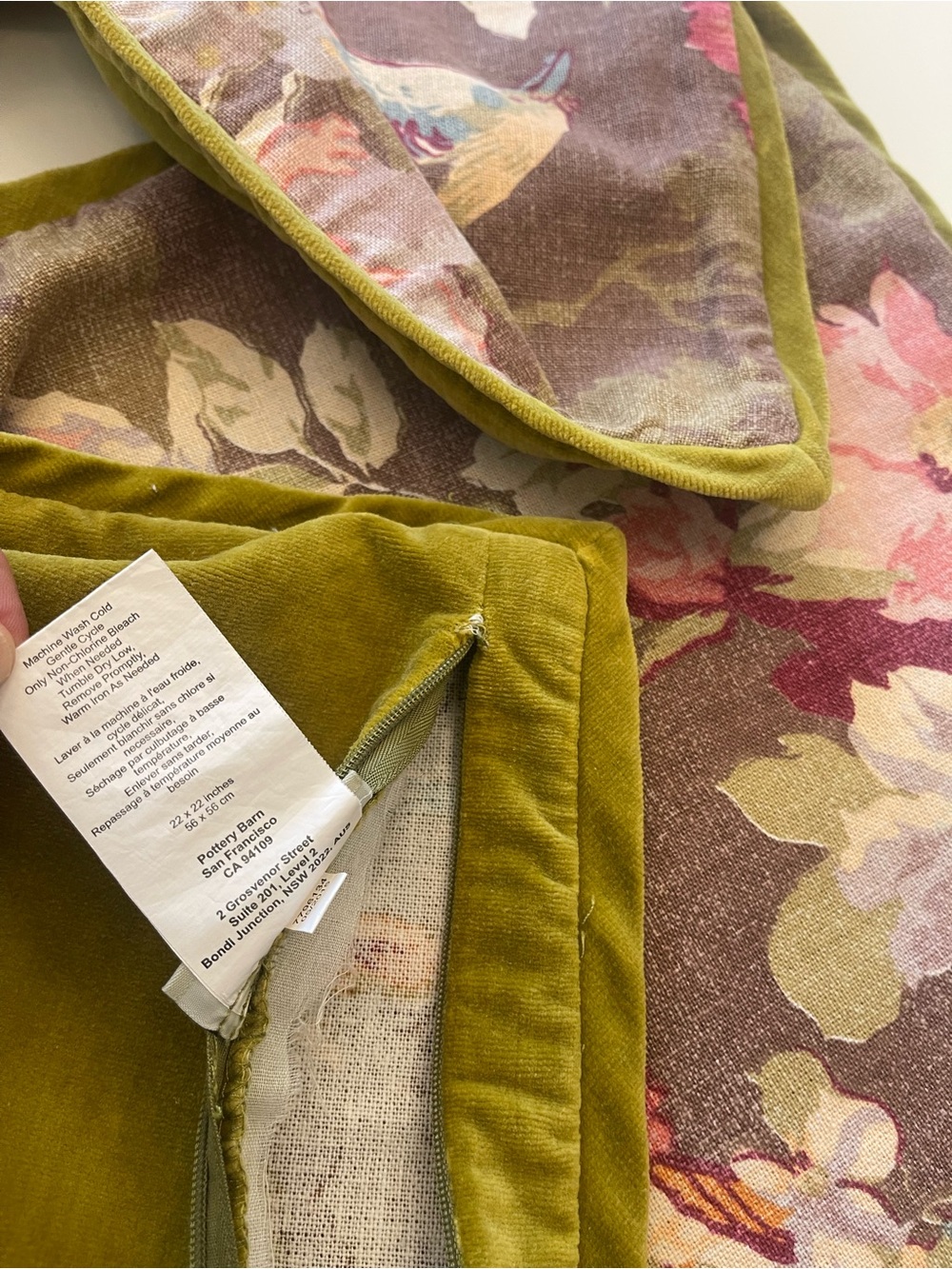 Pottery Barn Olivia Pheasant & silk diamond square pillow covers - SET of 3 - Picture 6 of 8